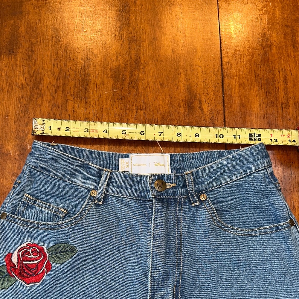 MinkPink X Disney Embroidered Rose Blue Jeans - Picture 5 of 5